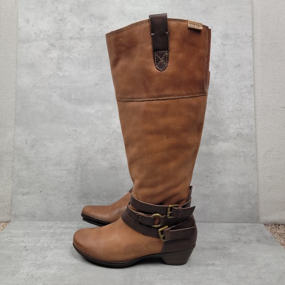 New Pikolinos Womens Boots Size 35 US 5 Tall Cognac Brown Leather Strappy Riding - Picture 8 of 12